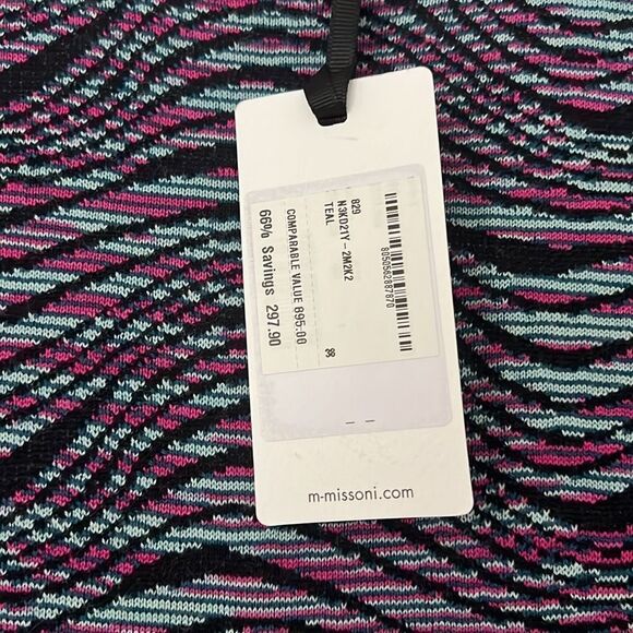 NWT M Missoni Multicolor Wool Blend Wave Long Sleeve Midi A-Line Womens Dress 38 - Picture 5 of 9